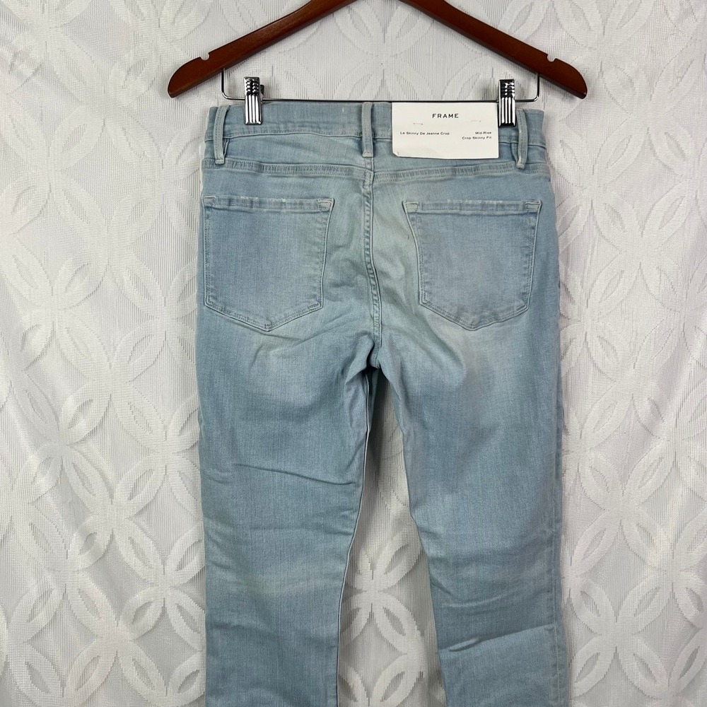 FRAME Denim‎ Le Skinny De Jeanne Crop Jeans Light Wash Raw Hem Size 28 NWT - Picture 8 of 9
